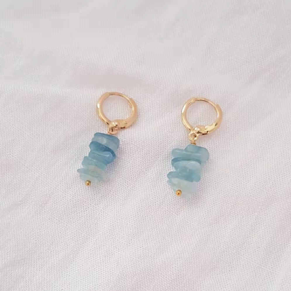 boucles d'oreilles mini créoles aigue marine