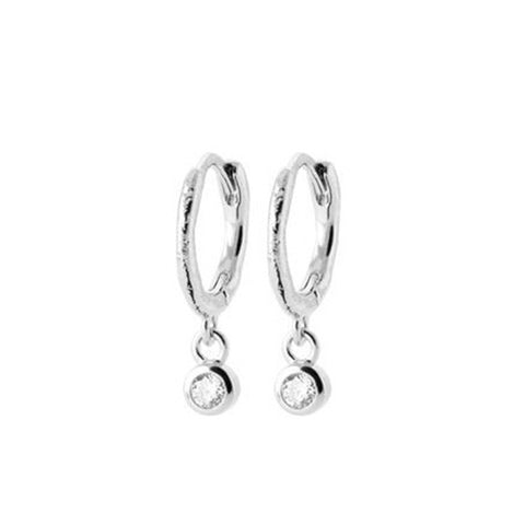 boucles d'oreilles mini créoles texturés avec zirconium