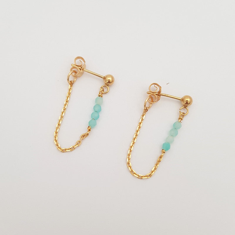 boucles d'oreilles chaînette avec amazonite