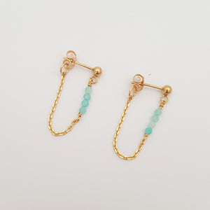 boucles d'oreilles chaînette avec amazonite