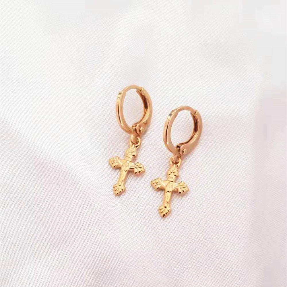 boucles d'oreilles croix christ