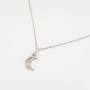 collier lune strass