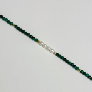 bracelet malachite et perles