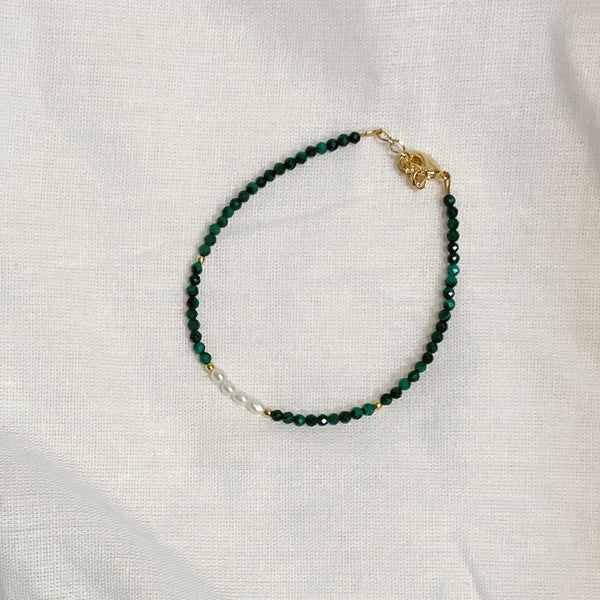 bracelet malachite et perles