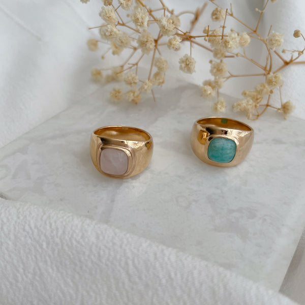 bague avec pierre Amazonite