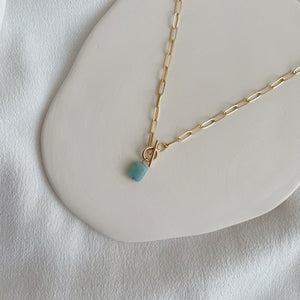 collier maillons fermoirT et amazonite